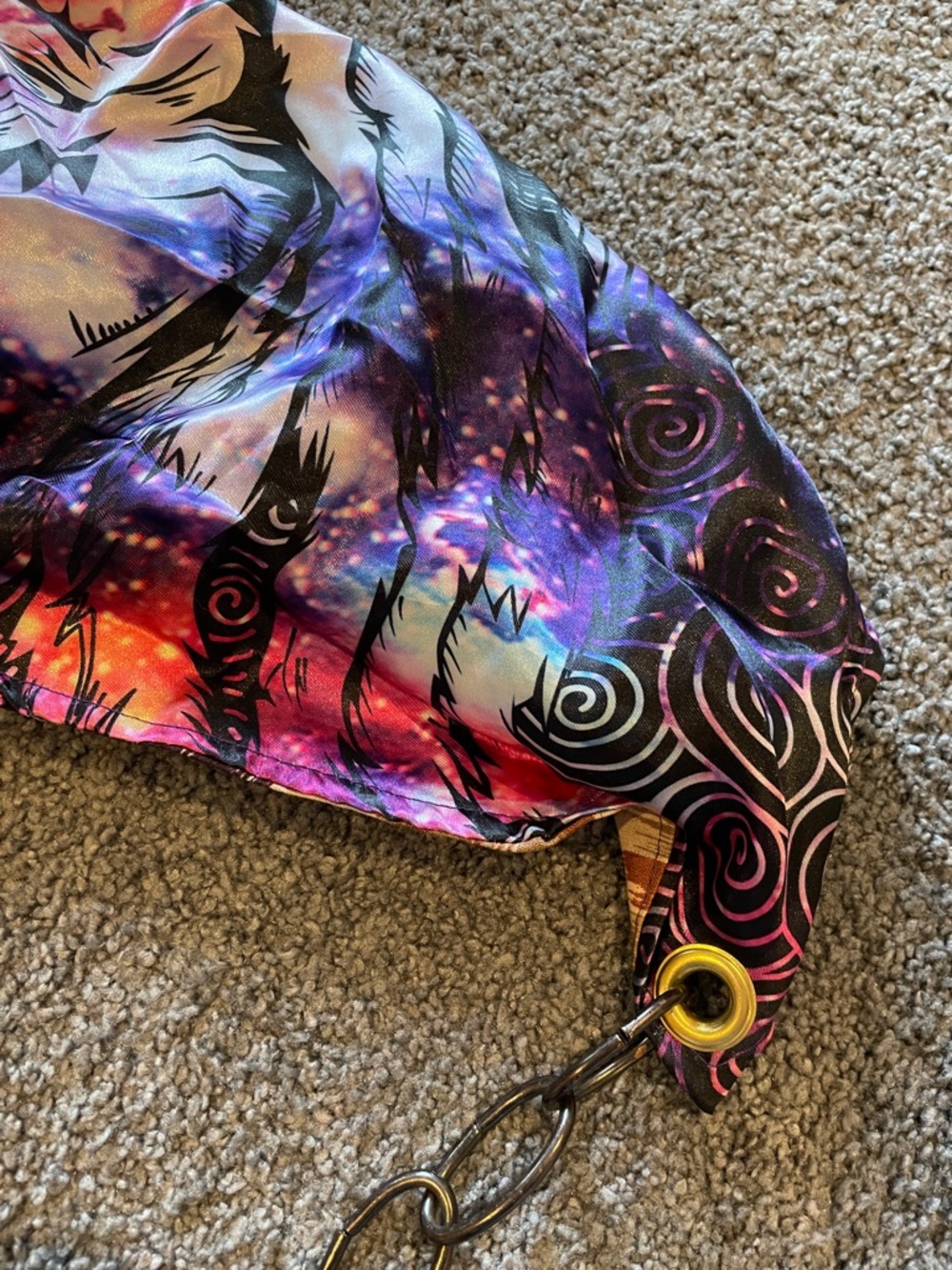 NWOT Multicolored Rave Hood with Chain - Picture 7 of 7